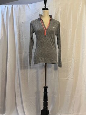 Under Armour Heathered Gray and Orange Pullover